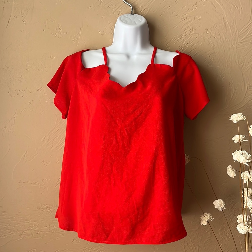 Red off the shoulder blouse